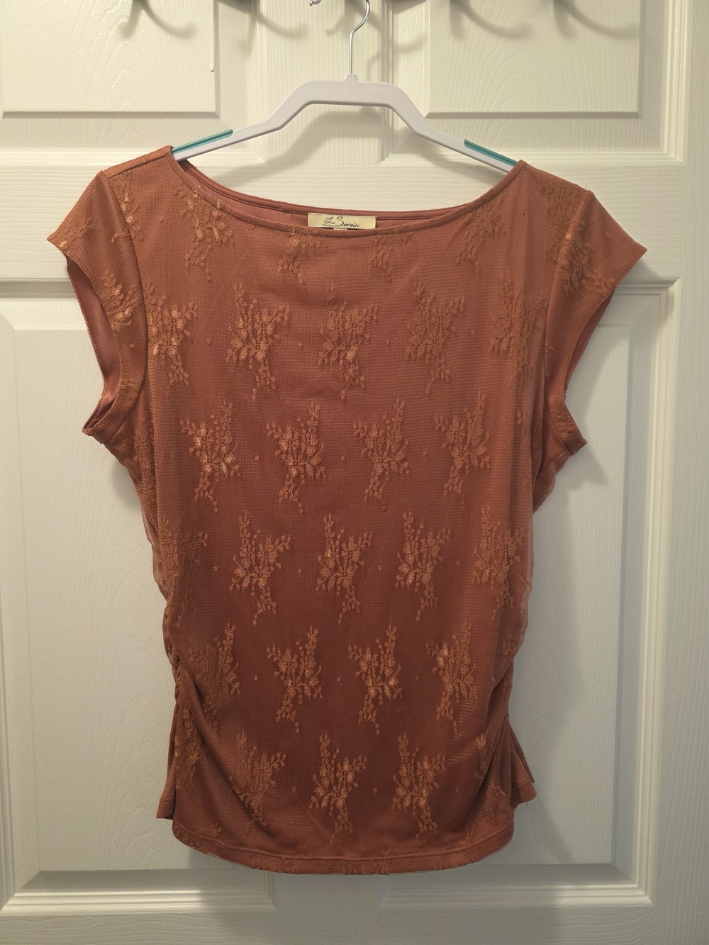 Lace-Textured Rust Short Sleeve Tee by Sonoma